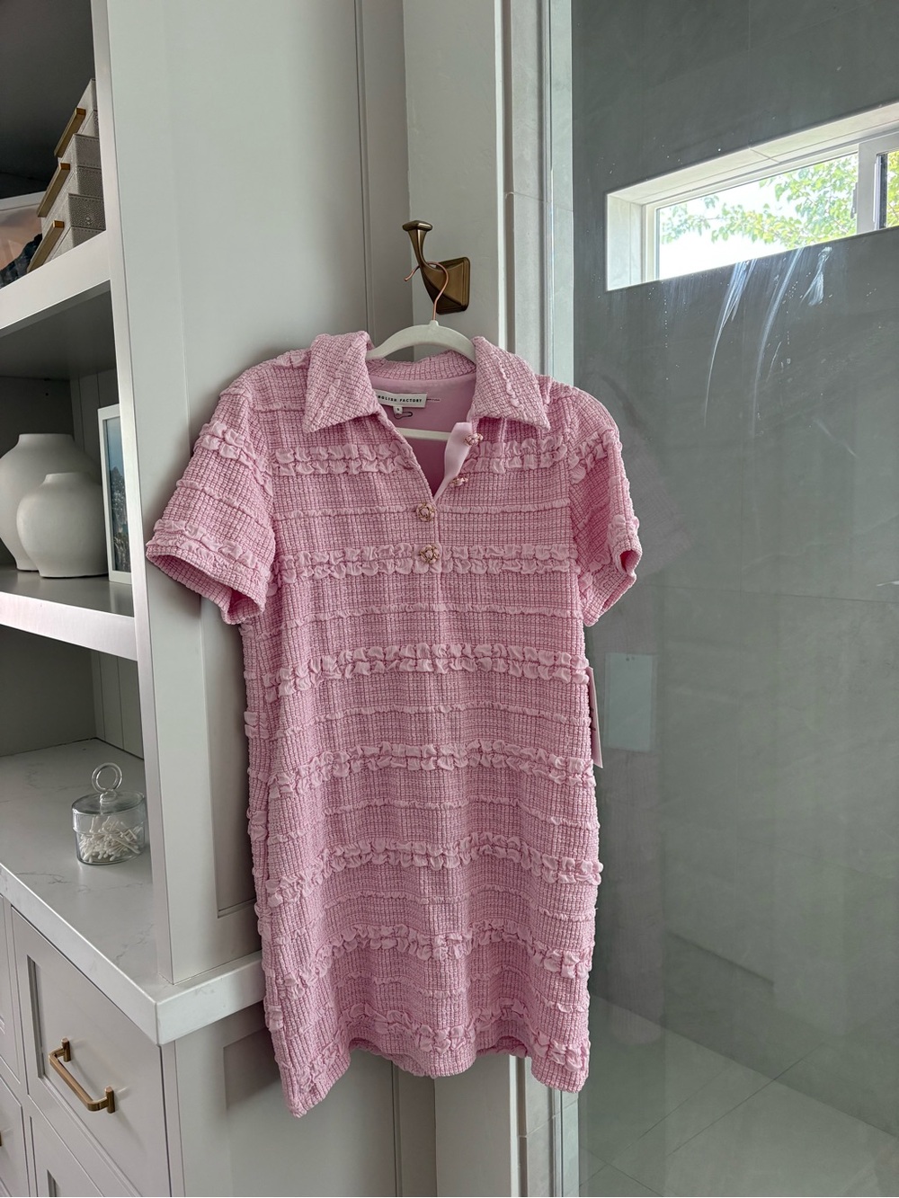 English Factory Textured Knit Polo Mini Dress